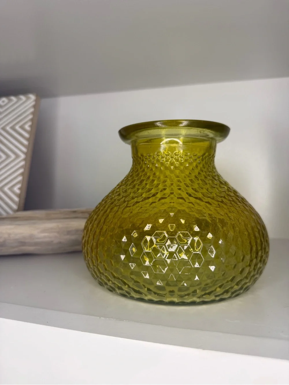Vintage Textured Yellow Glass Vase - Decorative Home Accent